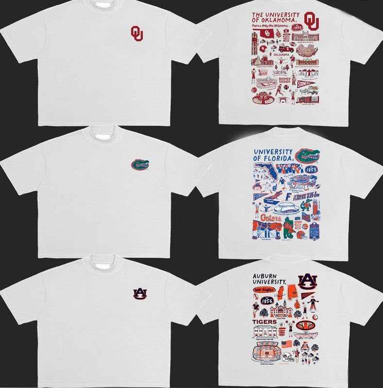 Vintage All Teams University Impressions Artwork NCAA 2Sides T-shirt, Vintage T-shirt All Teams NCAA, Gifts For Sport....