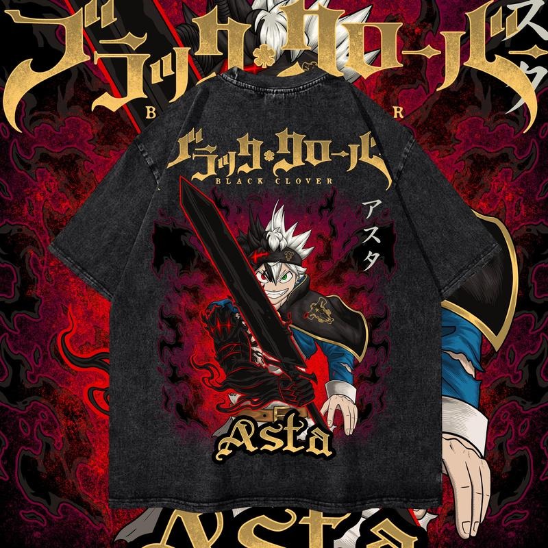 Vintage Asta Washed Black Clover Anime Washed Heavy Cotton T-Shirts, Hoodie, Sweatshirt