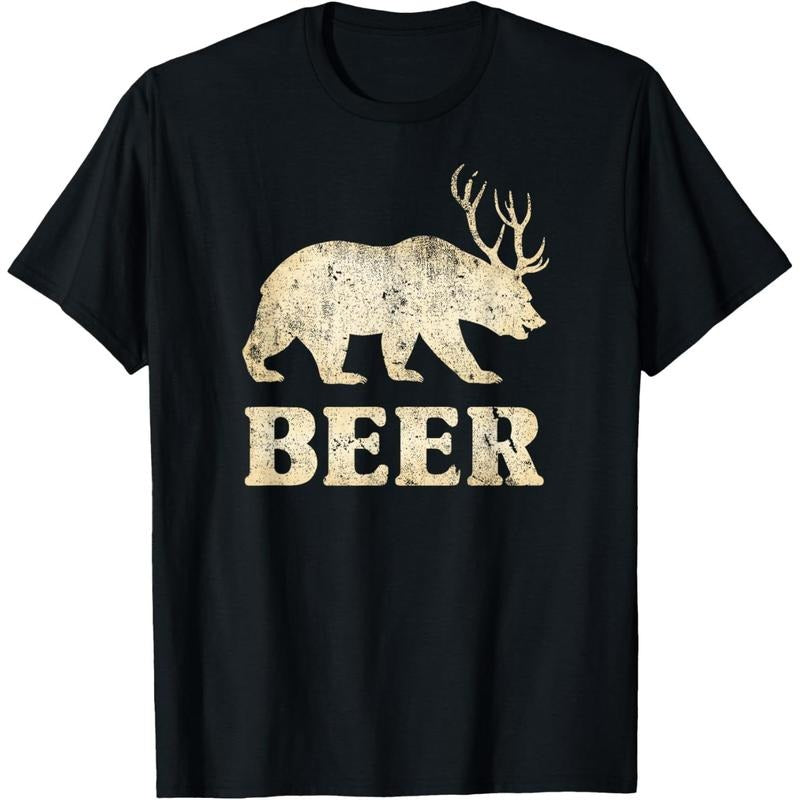 Vintage Bear Deer Funny Beer T-Shirt made in us Hoodie, Sweatshirt | GrindPrints.com