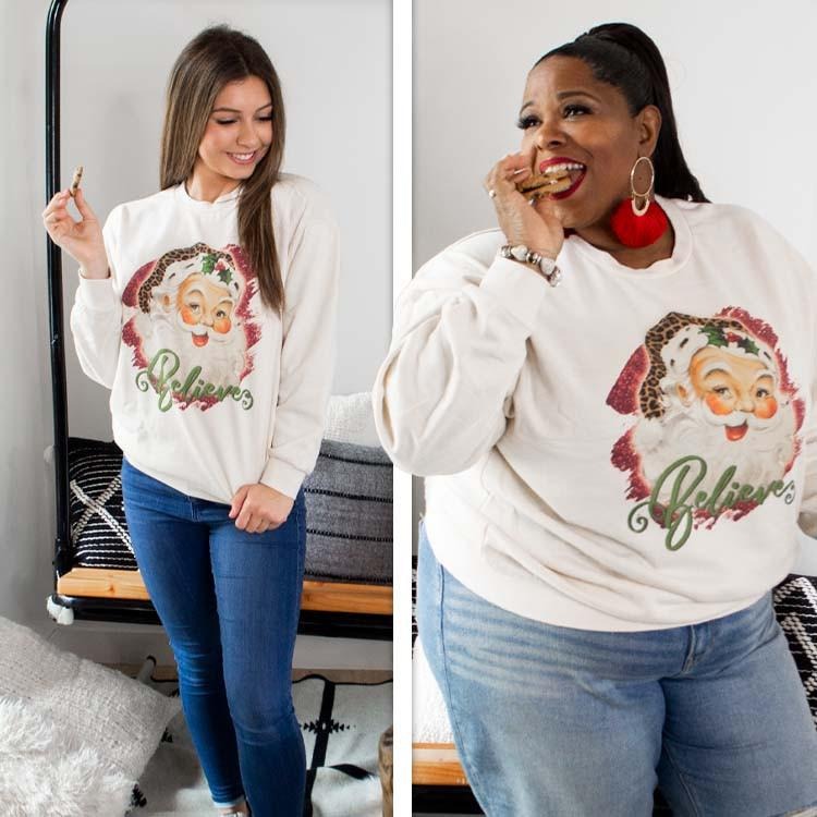 Vintage Believe Santa T2D Sweatshirt T-Shirts, Hoodie | GrindPrints.com