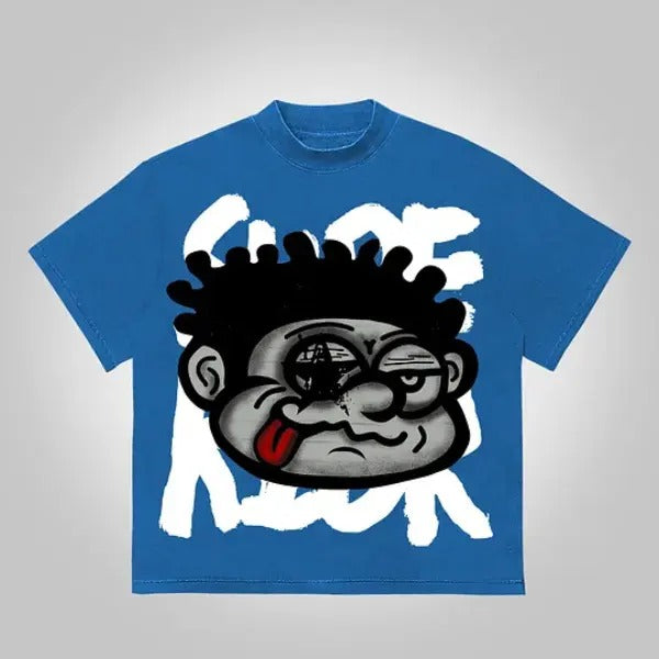 Vintage Big Face Graphic Cotton T-Shirt Colorful Hoodie, Sweatshirt | GrindPrints.com