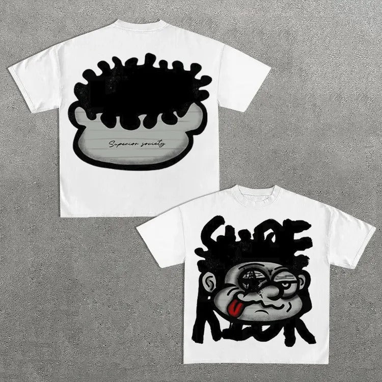 Vintage Big Face Graphic Cotton T-Shirt Hoodie, Sweatshirt | GrindPrints.com