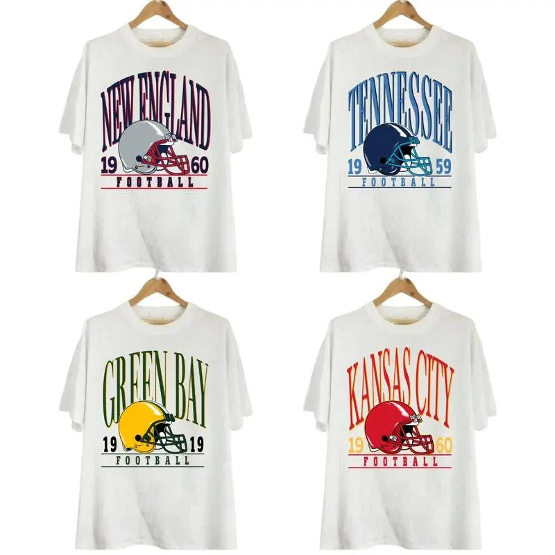 Vintage Big Name All Team Football White T-shirt, Football Thowback Vintage All Teams For Fans T-shirt, Unisex College...