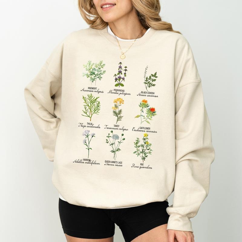Vintage Botanical Sweatshirt, Herbs For Reproductive Freedom Crewneck, Women Long Sleeved Pullover, Women's Rights...