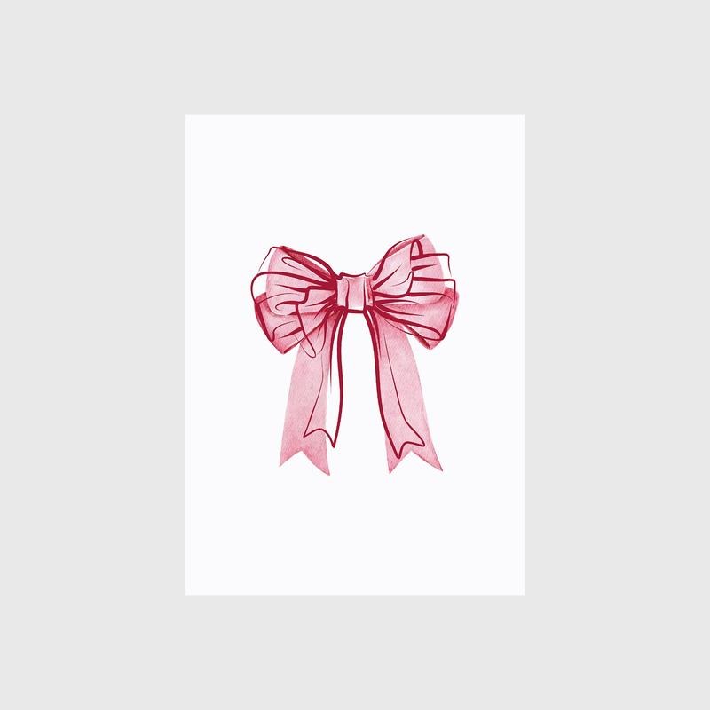 Vintage Bow Wall Art Print, Pink Poster, Hand Drawn, Gifts For Besties Friends Art Prints, Poster Prints No Frame, Wall...