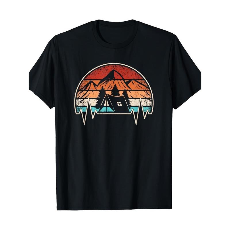 Vintage Camping Heartbeat Mountain Nature Camping Hiking 100% Cotton Made USA T-Shirts, Hoodie, Sweatshirt
