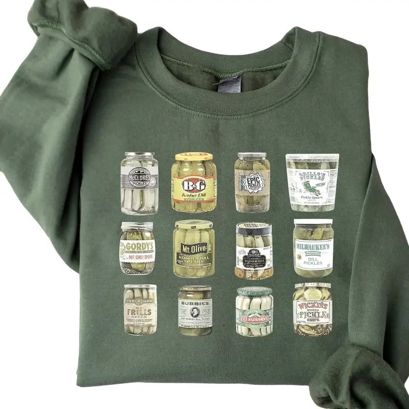 Vintage Canned Pickles Sweatshirt, Canning Season Shirts Clothing Casual Hoodie | GrindPrints.com