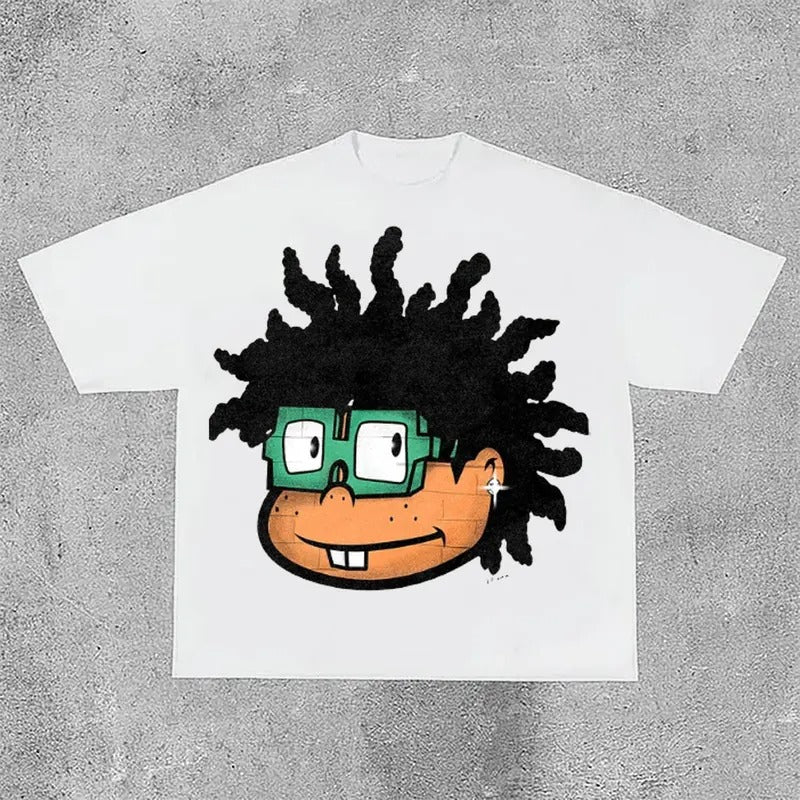 Vintage Cartoon Avatar Print Graphic Cotton T-Shirt Hoodie, Sweatshirt | GrindPrints.com