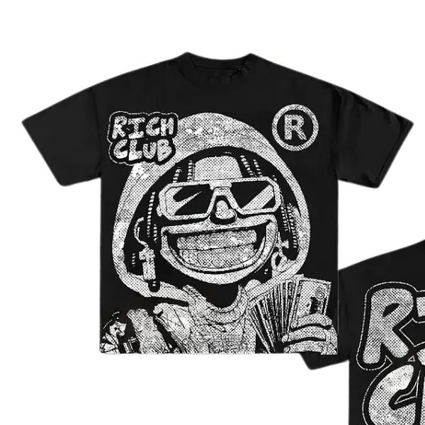 Vintage Cartoon Portrait Of Rich Club Graphic Cotton T-Shirt Hoodie, Sweatshirt | GrindPrints.com