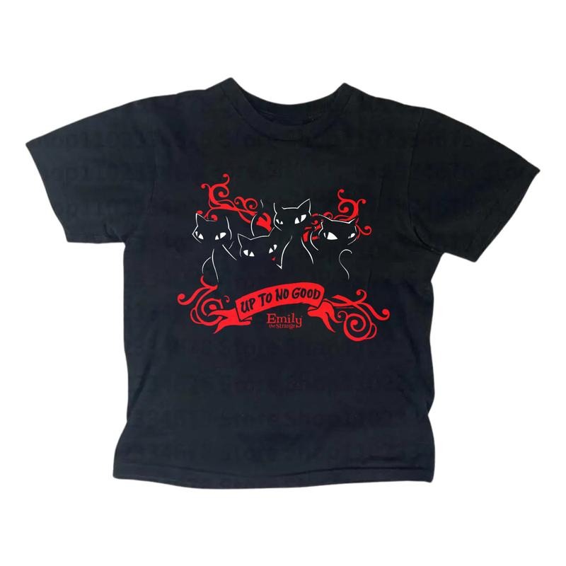 Vintage Cat Girl Baby Tee, Gothic Emo Girl Top, Y2K Women's Casual Short Sleeve Cotton T-Shirt with Graphic Design
