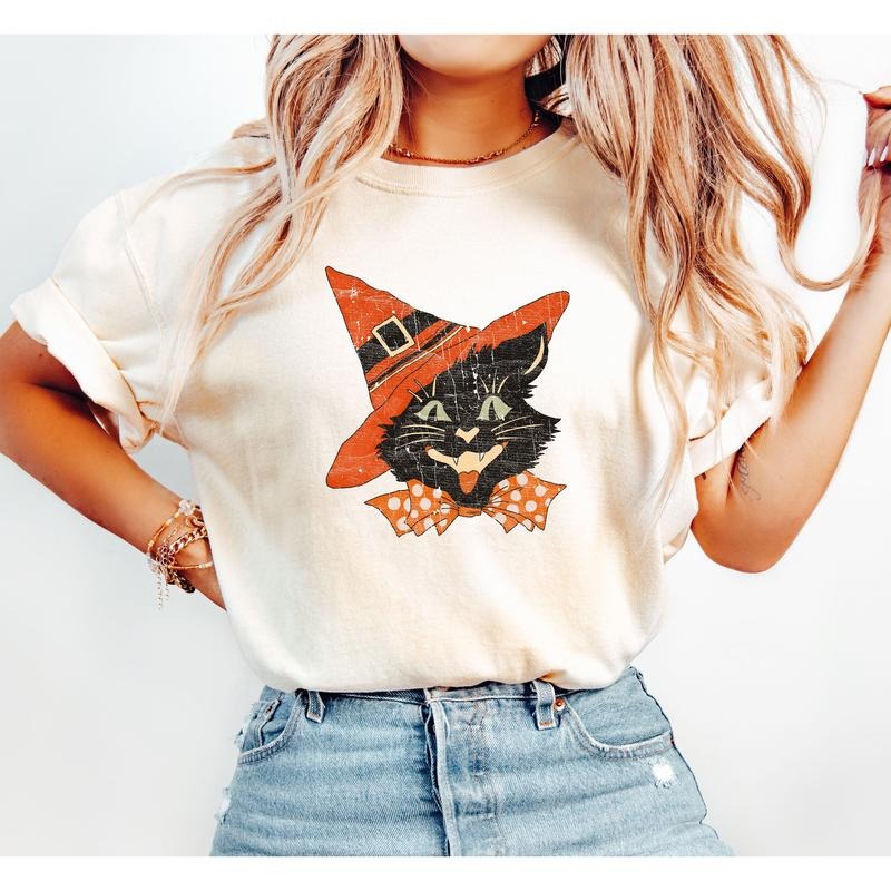 Vintage Cat, Retro, Aesthetic, Vintage, Comfort Colors Tshirt, Women's Crew Neck, Crewneck Hoodie, Sweatshirt