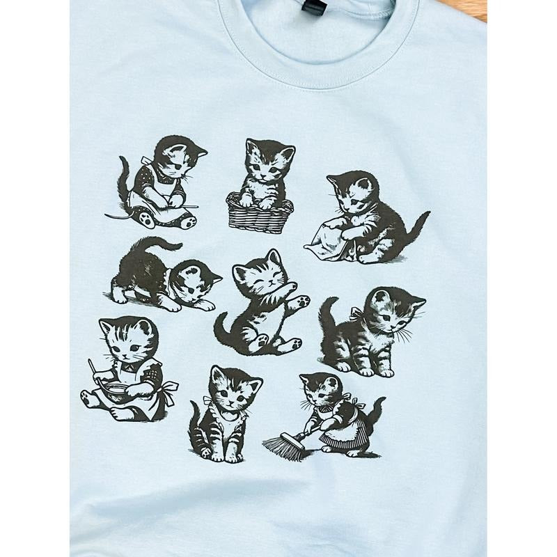 Vintage Cats Graphic Tee Hoodie, Sweatshirt | GrindPrints.com