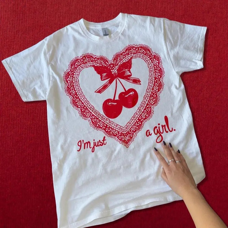 Vintage Cherry I'm Just a Girl T-Shirt
