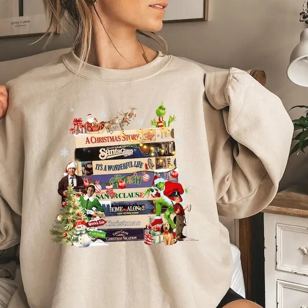 Vintage Christmas VHS Sweatshirt, Retro Funny Christmas VHS Sweatshirt, Christmas 90s Movies Sweater, Christmas VHS...