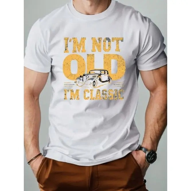 Vintage Classic Car Enthusiast Men's T-Shirt - Soft Pure Cotton Comfort Fit Tee with Relaxed Style for Everyday Wear