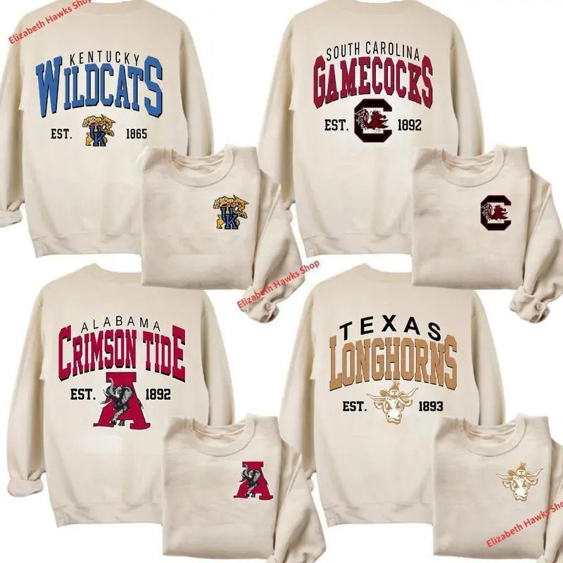 Vintage College Team Colection Sand Crewneck Sweatshirt 2 Side, Vintage Football Team NCAA Sweatshirt, Gift For Fan...