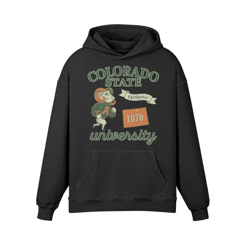 Vintage Colorado State Retro Style College Sweatshirt Hoodie Cotton Menswear Soft Collar Kangaroo T-Shirts | GrindPrints.com