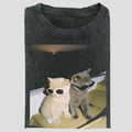 Vintage Cool Cats in Sunglasses Graphic Tee, Funny Meme Couple Shirt, Retro Pet Humor Aesthetic, Unisex Menswear...
