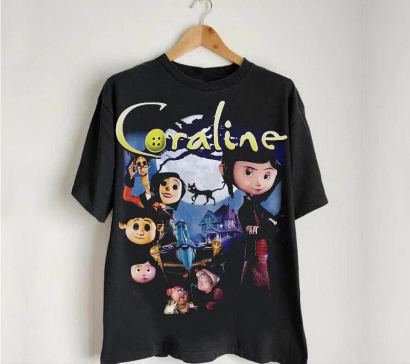 Vintage Coraline T-Shirt, Horror Coraline Tee, Coraline Doll Shirt, Coraline Jones Halloween Shirt Crewneck Streetwear...