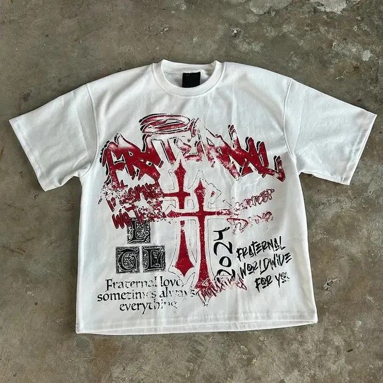 Vintage Cross 100% Cotton Short Sleeve & Comfortable & Streetwear T-Shirts, Hoodie, Sweatshirt