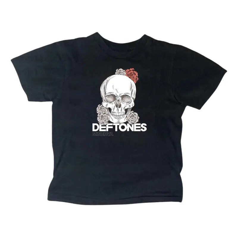 Vintage Deftones Skull Baby Tee - Women's Y2K Style Emo Girls Punk Streetwear T-Shirt