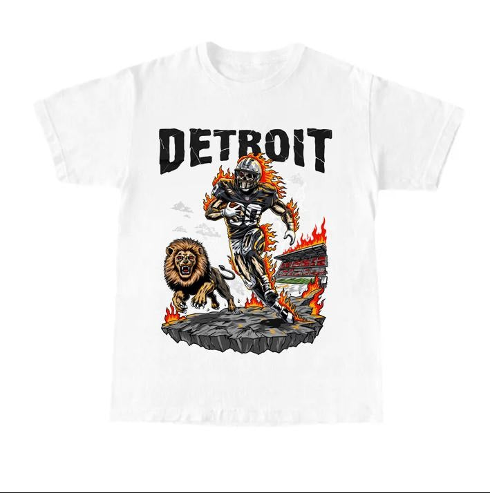 Vintage Detroit Football Cotton Skeleton T-Shirt Unisex Design Hoodie, Sweatshirt | GrindPrints.com