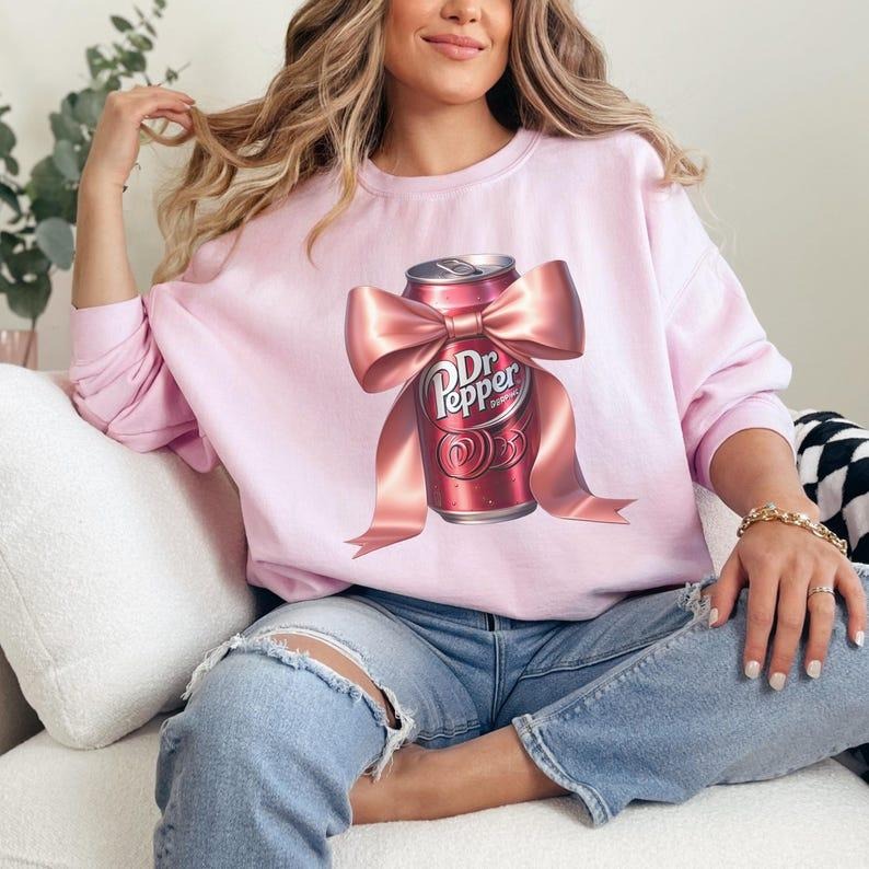 Vintage Dr Pepper Coquette Sweatshirt, Pink Bow Dr Pepper Soda Lover Gift Idea, Diet Gifts T-Shirts, Hoodie | GrindPrints.com