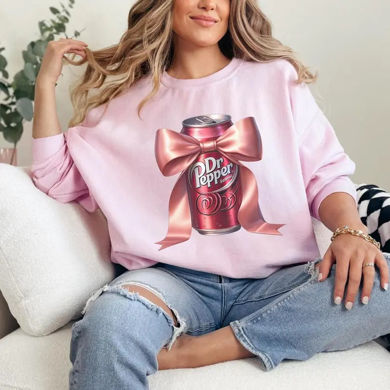 Vintage Dr Pepprrr Coquette Dr Peppeeer Pink Bow Dr Peppeeer Shirt Perfect Soda Lover Diet Dr.Pepper Soda T-Shirts, Hoodie, Sweatshirt