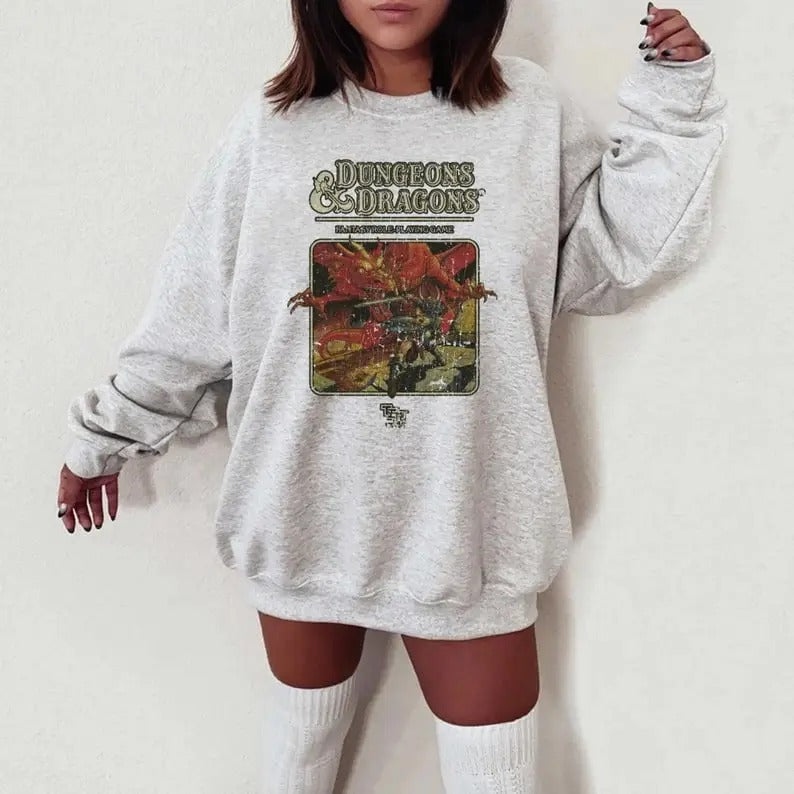 Vintage Dungeons & Dragons 1974 Sweatshirt, DnD Sweatshirt, DnD Shirt, Dungeon Master Sweatshirt Hoodie | GrindPrints.com
