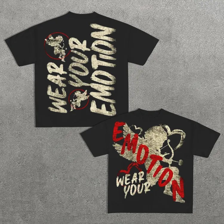 Vintage Emotion Angle Graphic Cotton Short Sleeve T-Shirt Hoodie, Sweatshirt | GrindPrints.com