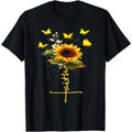 Vintage Faith Cross Sunflower Butterflies Flowers Christians T-Shirt Made in USA Hoodie, Sweatshirt | GrindPrints.com