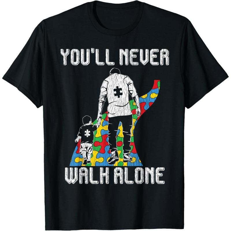 Vintage Father Son Family Autistic men Autism Awareness Dad T-Shirt Hoodie, Sweatshirt | GrindPrints.com