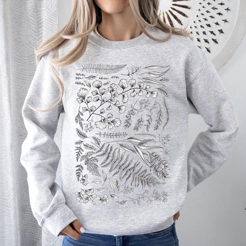 Vintage Fern Illustration, Botanical, Nature Sweatshirt T-Shirts, Hoodie | GrindPrints.com