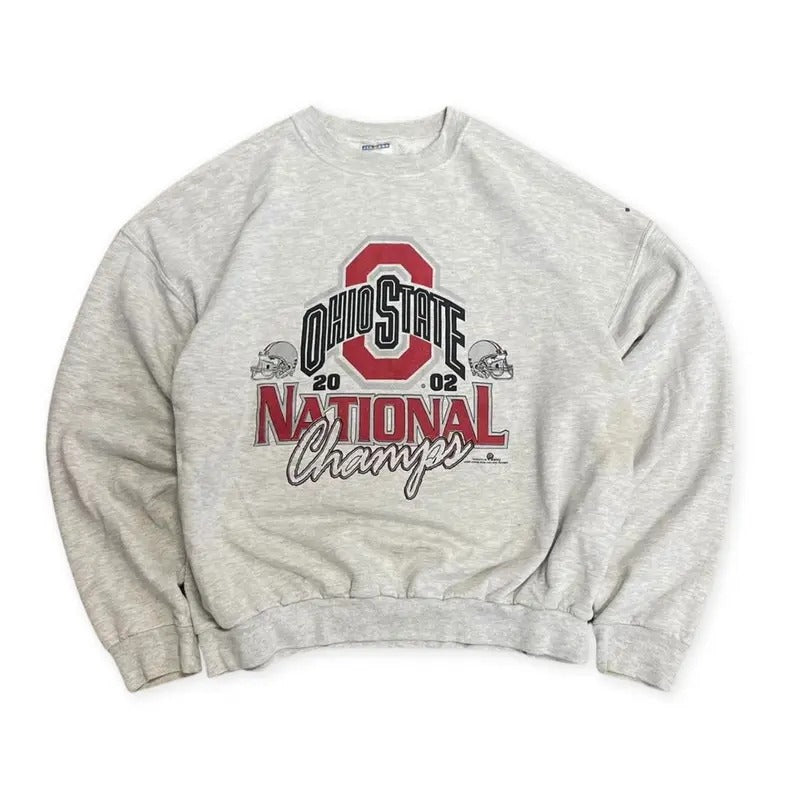 Vintage Football 2002 Ohio State University National Champs Collegiate Graphic Sweater Made In USA, Made In USA,...