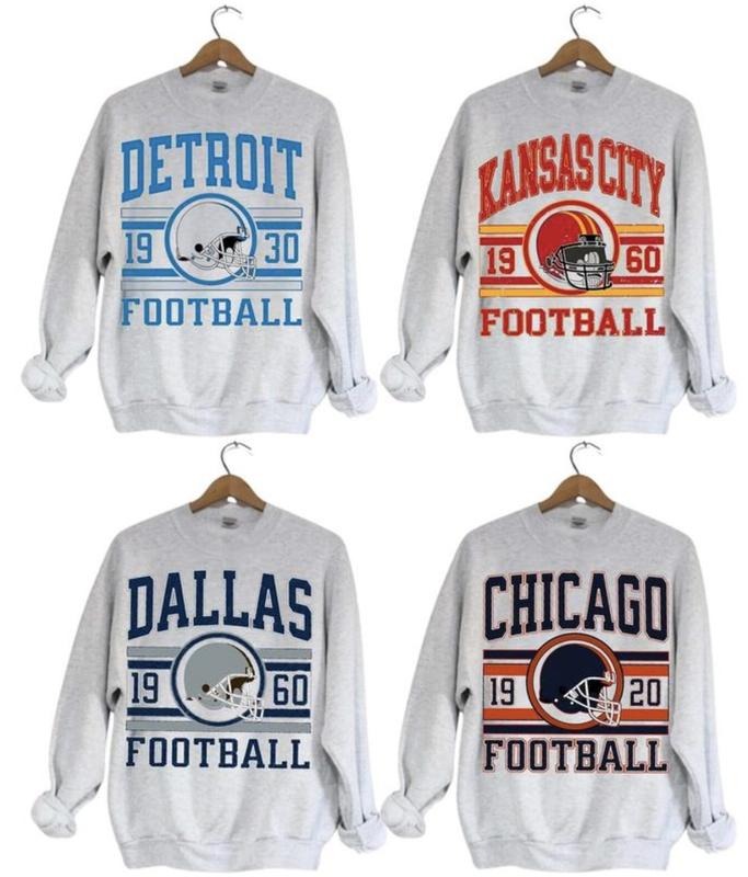 Vintage Football Sweatshirt, Football Team Sweatshirt Collection, Gift Fans, For Women, For Men. T-Shirts, Hoodie