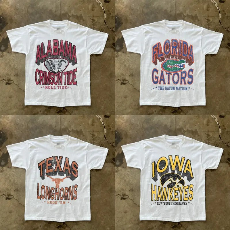 Vintage Game Day College All Teams NCAA White Color T-shirt, Vintage T-shirt All Teams NCAA, Unisex Retro Tee For Men,...