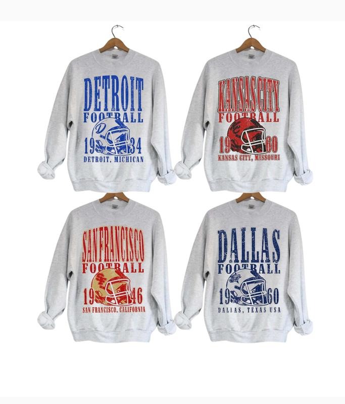 Vintage Gildan 18000 Unisex Crewneck Sport Classic Sweatshirt All Teams Football, Ash Grey Menswear Soft T-Shirts, Hoodie