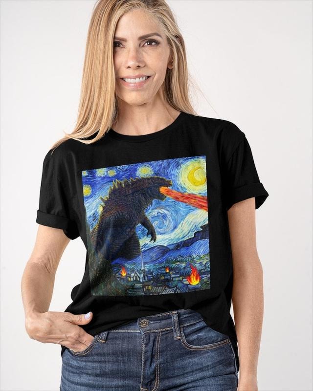 Vintage Godzilla Starry Night T-Shirt, Godzilla Shirt, Dinosaur Shirt, Monsters Shirt Hoodie, Sweatshirt | GrindPrints.com