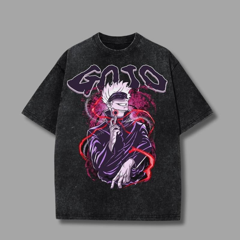 Vintage Gojo Heavy Washed Shirt, Anime Tee, JJK Shirt, Birthday Gift Cotton Menswear Hoodie, Sweatshirt | GrindPrints.com