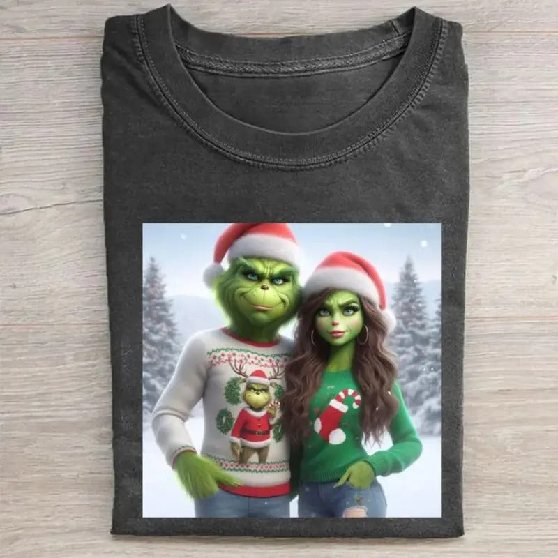 Vintage Gr1nch Couple Christmas Graphic Tee - Funny Christmas Shirt for Couple - Christmas Gifts