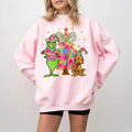 Vintage Greench Christmas Tree Coquette Bow Crewneck Sweatshirt, Whimsical Greench Guy Xmas Tee, Retro Christmas,...