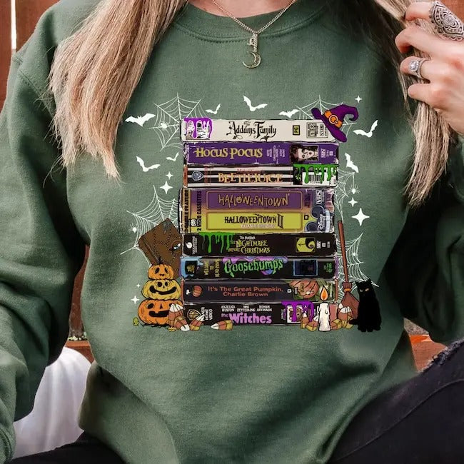 Vintage Halloween VHS Movies Sweatshirt, Retro Horror VHS Movies Shirt, Vintage Spooky Season VHS Movies Shirt, Halloween...