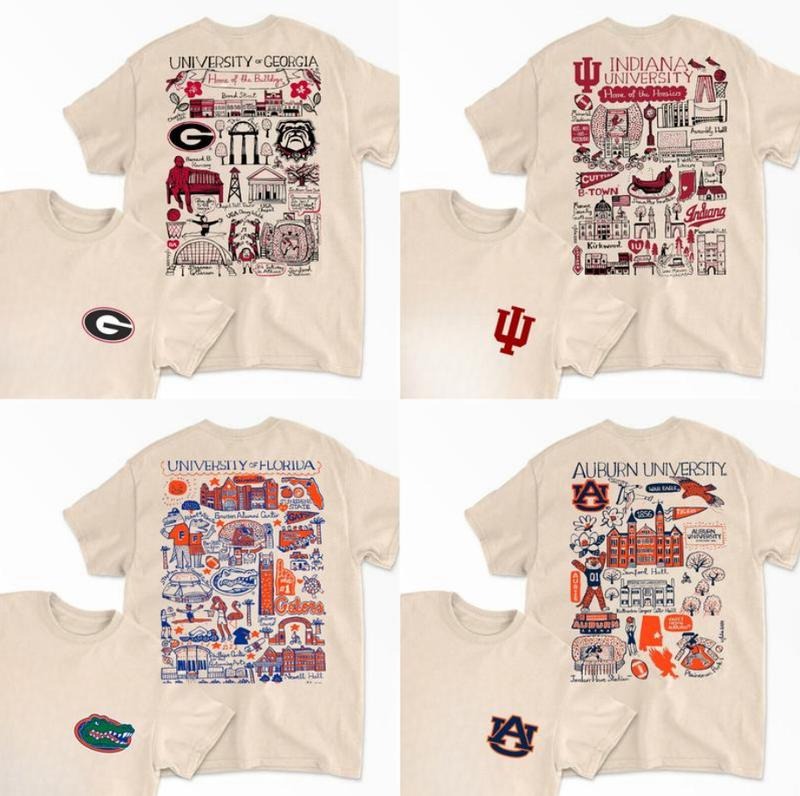 Vintage Hand Drawn University Impressions Artwork NCAA 2Sides T-shirt, Vintage T-shirt All Teams NCAA, Gifts For Sport....