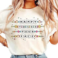 Vintage Happy To See Your Face T-Shirt, Unisex Cotton For Men, Casual Polyeste Crewneck Shortsleevestyle{n002}2 Hoodie,...