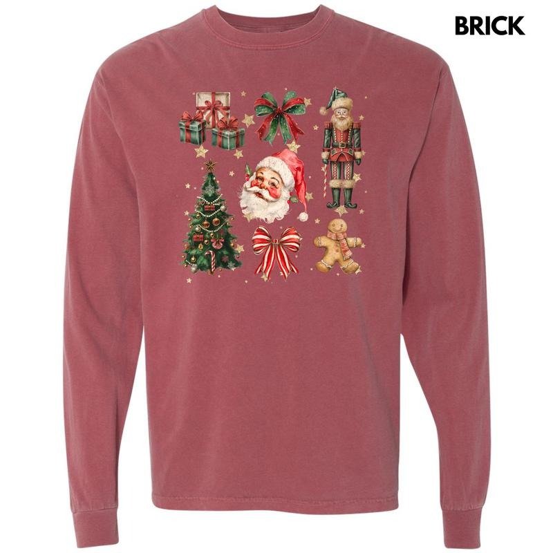 Vintage Holiday Collage Long Sleeve Comfort Colors T-Shirt 'NLB' Hoodie, Sweatshirt | GrindPrints.com