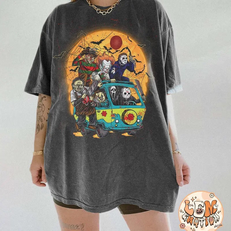 Vintage Horror Movie Characters Shirt, Retro Friends Horror Movie Shirts, Horror Characters Shirt, Halloween Friends...