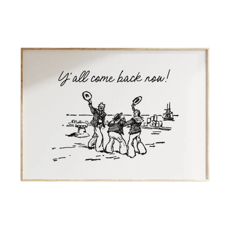 Vintage Hospitality Wall Art, Y'all Come Back Now Print For Gallery Wall, Gifts For Bestfriend Sister Wall Decor, Poster...