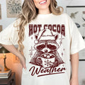 Vintage Hot Cocoa Weather with Noel Raccoon Graphics T-shirt, Christmas Raccoon Shirt, Hot Cocoa Season Raccoon Lovers...