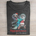 Vintage I Want a Hippopotamus for Christmas Graphic Tee - Funny Moo Deng Santa Claus