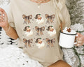 Vintage Leopard Santa Christmas Shirt - Coquette Bows and Santa Holiday Graphic Tee - Casual Winter Softstyle Unisex...